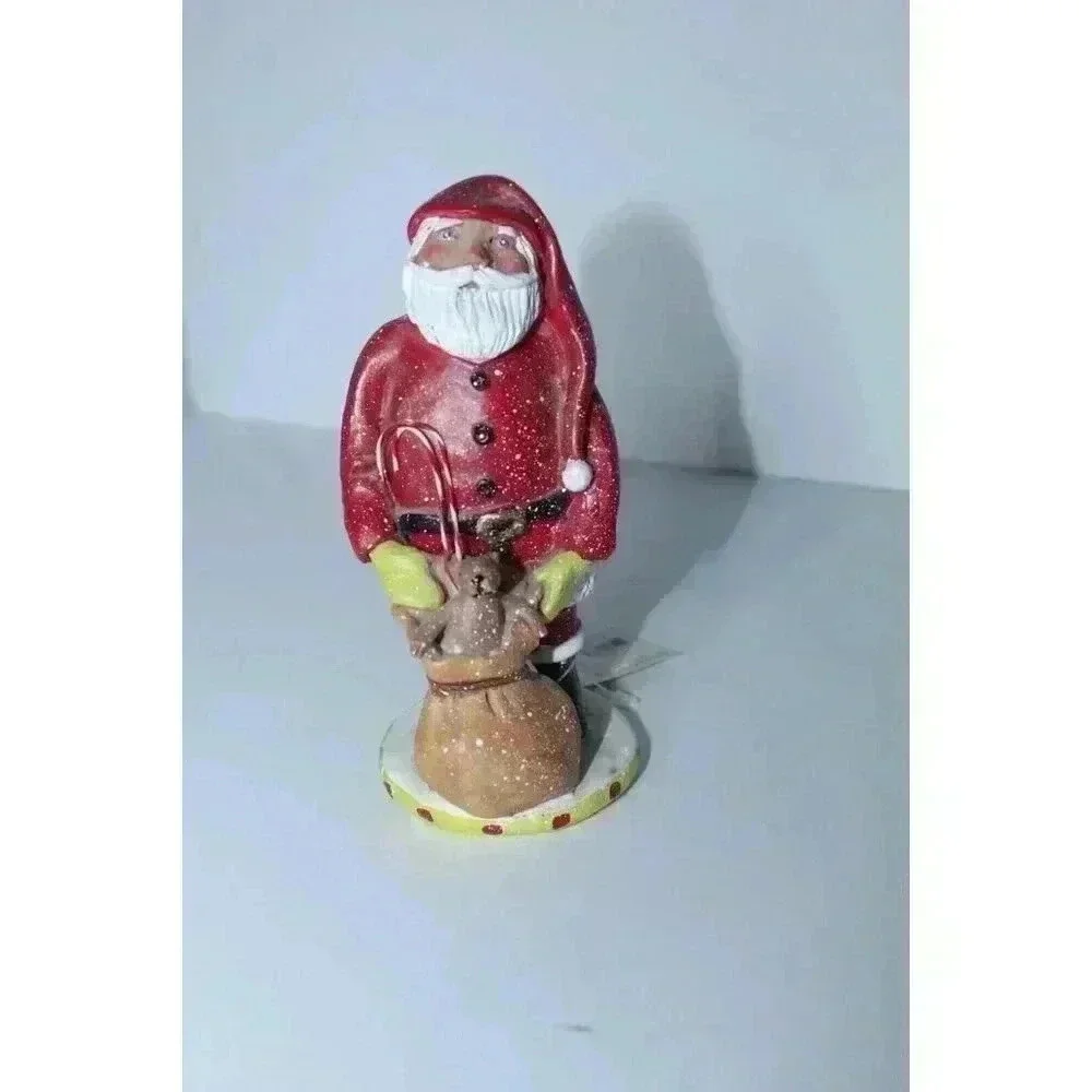 DEMDACO Patchwork Christmas‎ Laura Benge Jolly Santa Claus Figurine 2015